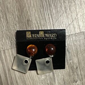 Amber and Silver Earrings